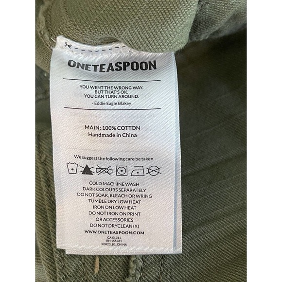 One Teaspoon Size 22 Green Safari Sinners Distressed Button Harem Pants - New - Picture 10 of 11